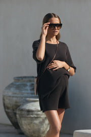 Stylish Maternity Cotton Knit Tee (Chocolate) 11