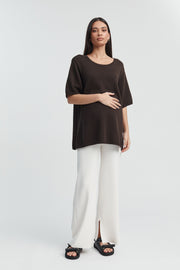 Stylish Maternity Cotton Knit Tee (Chocolate) 3