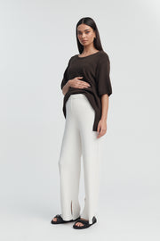 Stylish Maternity Cotton Knit Tee (Chocolate) 4