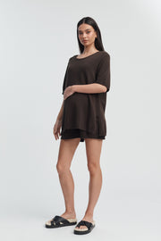 Stylish Maternity Cotton Knit Tee (Chocolate) 6