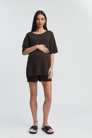 Stylish Maternity Cotton Knit Tee (Chocolate) 7