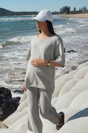 Stylish Maternity Cotton Knit Tee (Grey Marle)10