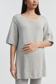 Stylish Maternity Cotton Knit Tee (Grey Marle) 2
