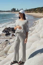 Stylish Maternity Cotton Knit Tee (Grey Marle)7