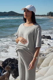 Stylish Maternity Cotton Knit Tee (Grey Marle)9