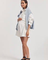 Stylish Maternity Denim Romper (White) 8