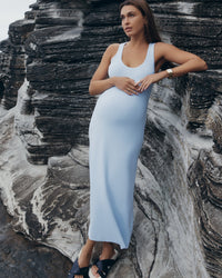 Stylish Maternity Dress (Ice Blue) 2