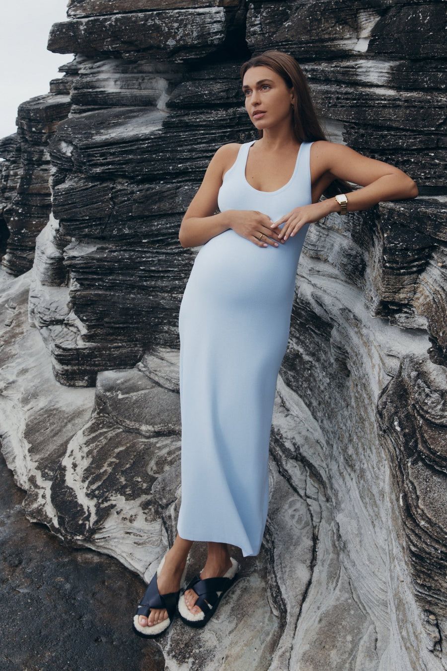 Stylish Maternity Dress (Ice Blue) 2