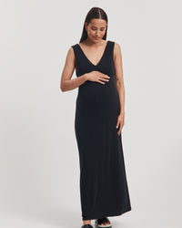 Stylish Maternity Event Dress (Black) 1