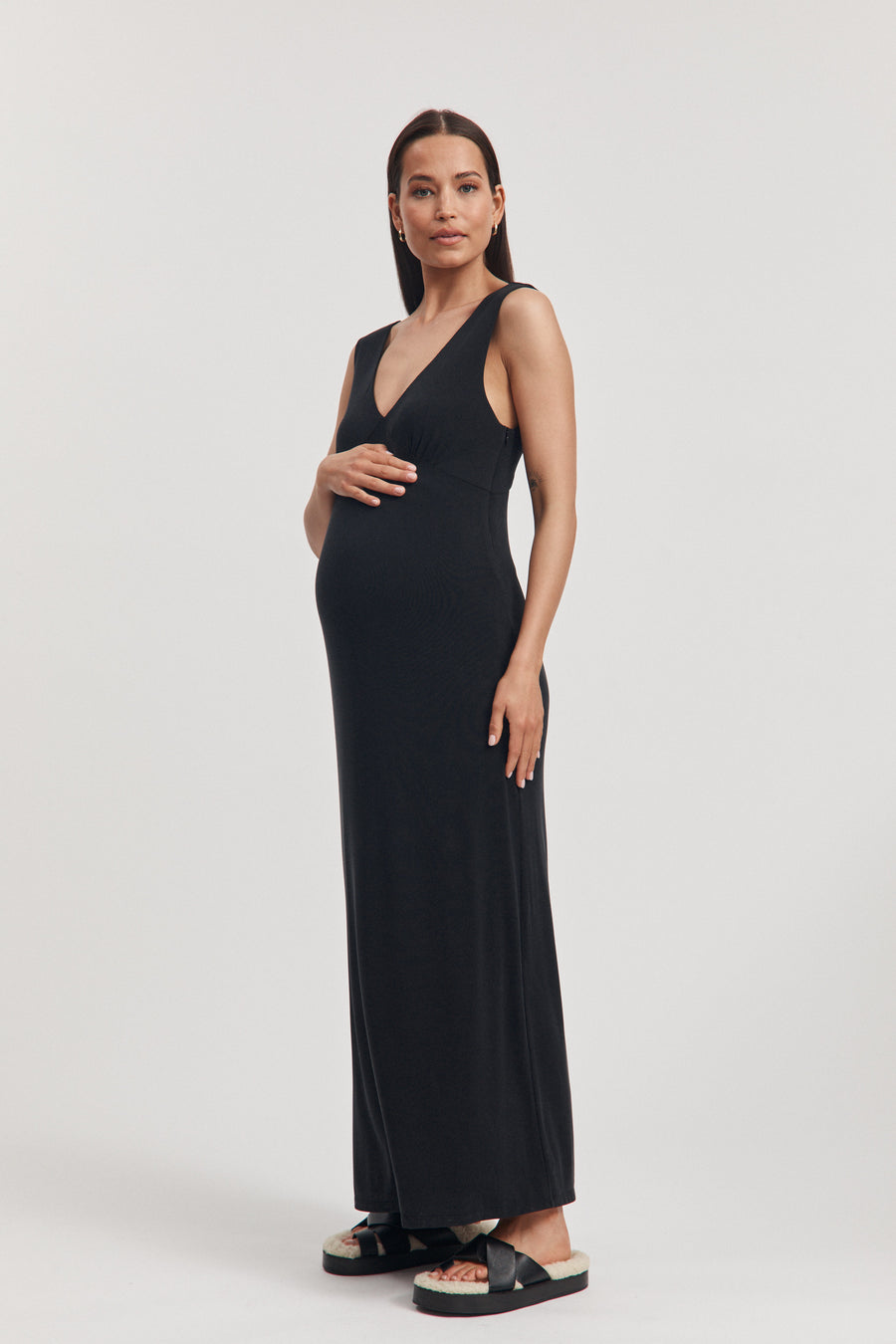 Stylish Maternity Event Dress (Black) 3