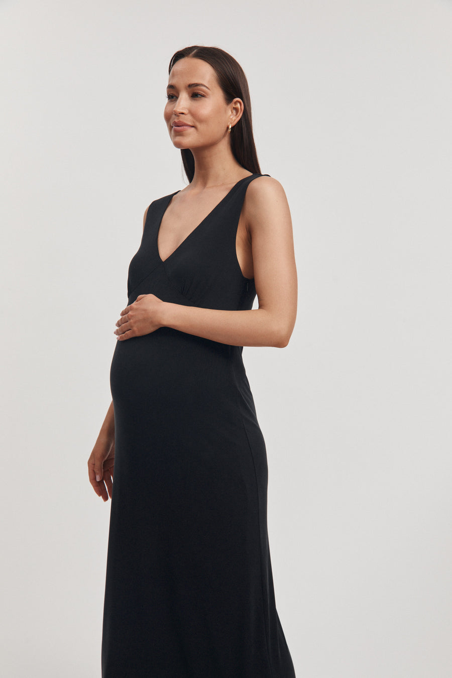 Stylish Maternity Event Dress (Black) 4