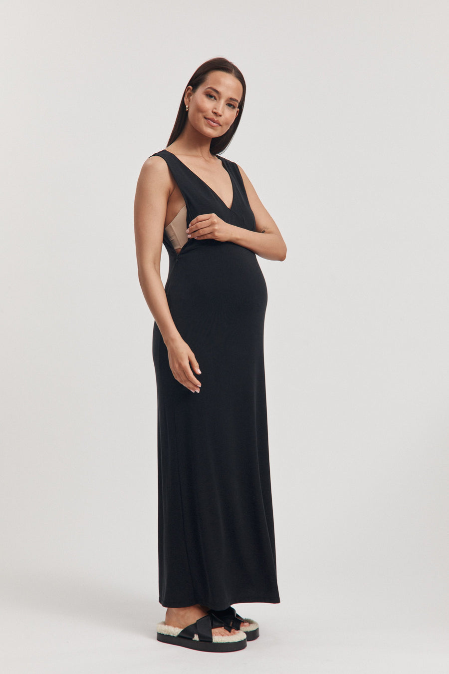 Stylish Maternity Event Dress (Black) 6