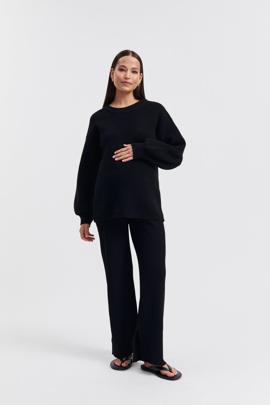 Stylish Maternity Knit Jumper (Black) 1