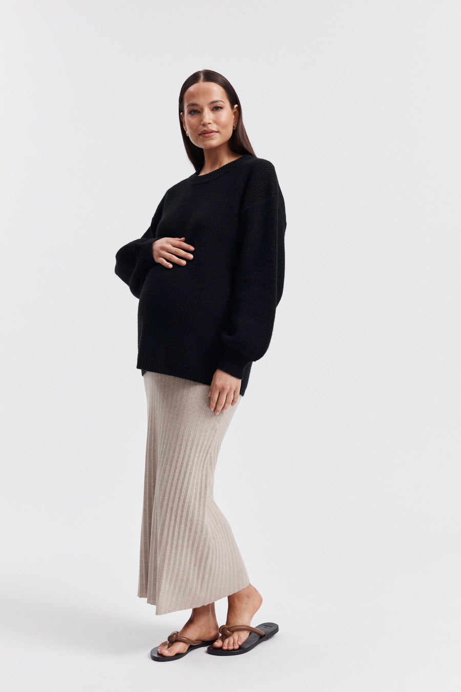 Stylish Maternity Knit Jumper (Black) 7