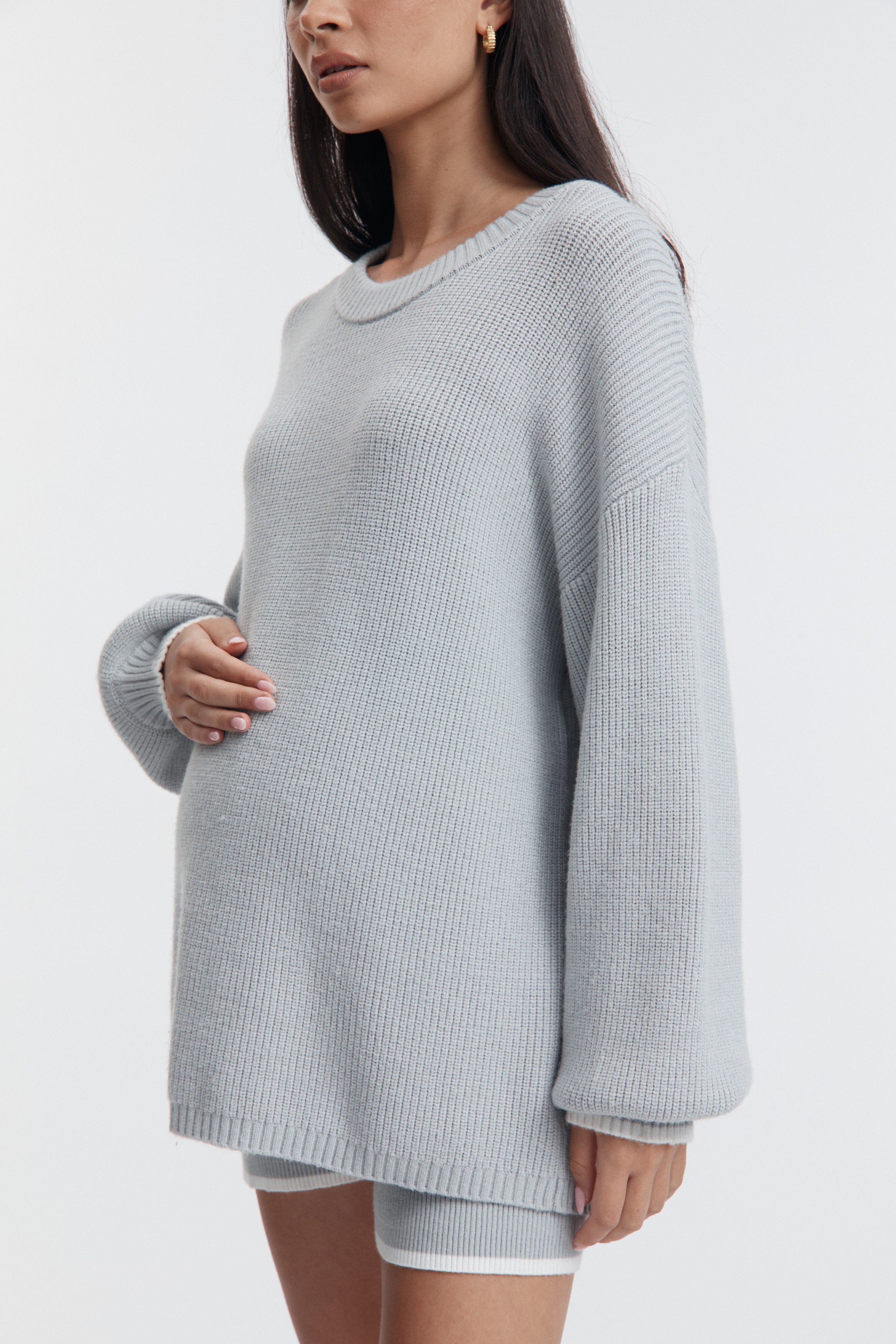 Stylish Maternity Knit Jumper (Misty Blue) 1