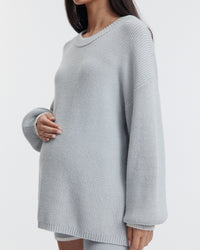 Stylish Maternity Knit Jumper (Misty Blue) 1