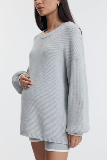 Stylish Maternity Knit Jumper (Misty Blue) 1