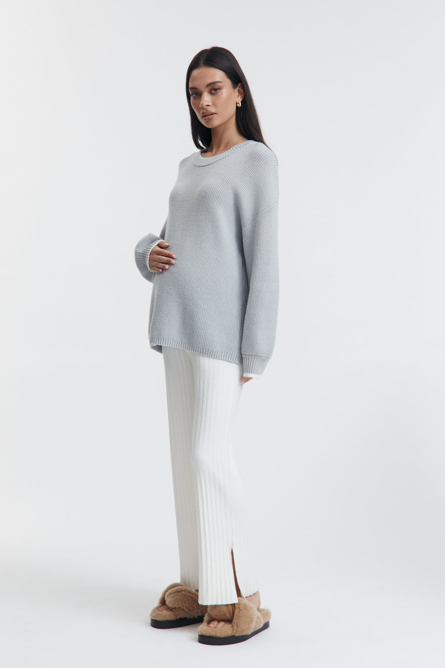 Stylish Maternity Knit Jumper (Misty Blue) 3