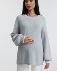 Stylish Maternity Knit Jumper (Misty Blue) 5
