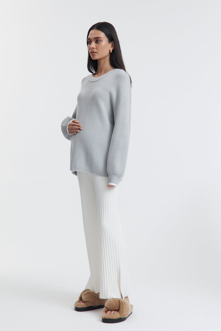 Stylish Maternity Knit Jumper (Misty Blue) 6