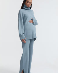 Stylish Maternity Knit Pants (Pacific Blue) 1