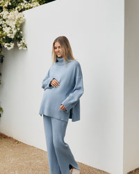 Stylish Maternity Knit Pants (Pacific Blue) 4