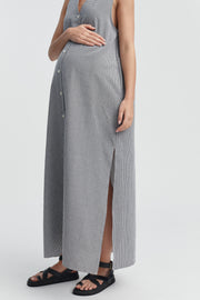 Stylish Maternity Maxi Dress (Gingham Check) 1