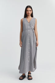 Stylish Maternity Maxi Dress (Gingham Check) 6