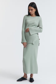 Stylish Maternity Maxi Skirt (Eucalyptus) 2