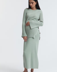 Stylish Maternity Maxi Skirt (Eucalyptus) 2