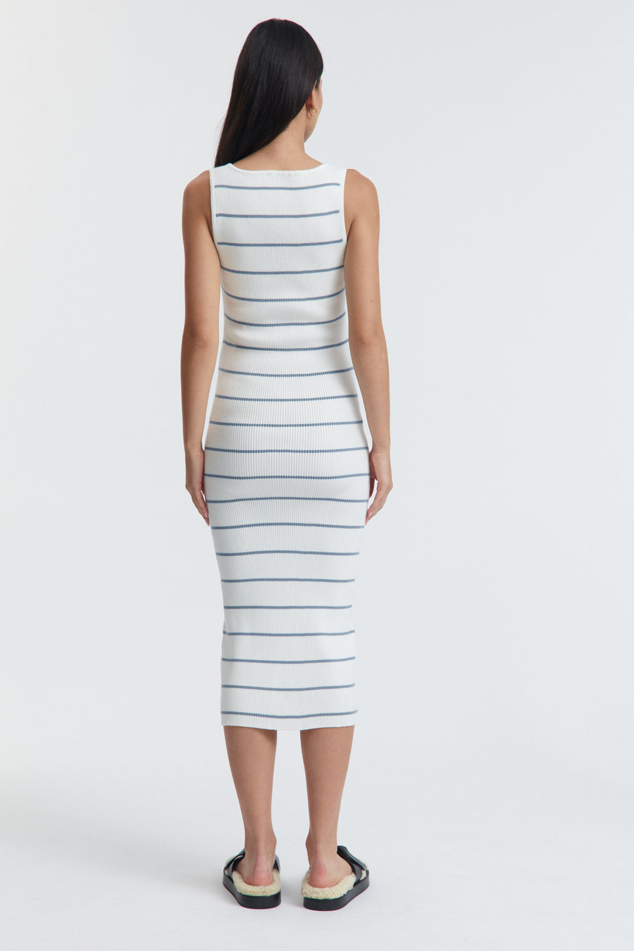Stylish Maternity Midi Dress (Ivory/Suede Blue) 5