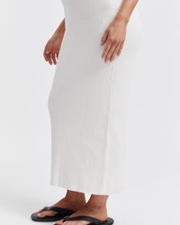 Stylish Maternity Rib Skirt (Off White) 5