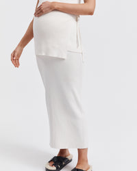 Stylish Maternity Rib Skirt (Off White) 8