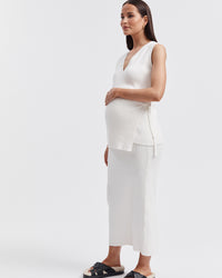 Stylish Maternity Rib Skirt (Off White) 9