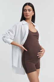 Stylish Maternity Romper (Chocolate) 4