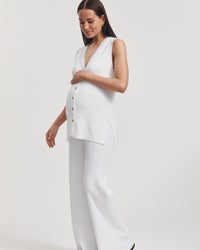 Stylish Maternity V Neck Rib Tank (White) 2