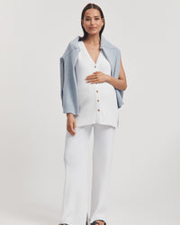 Stylish Maternity V Neck Rib Tank (White) 6