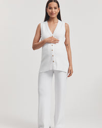 Stylish Maternity V Neck Rib Tank (White) 7