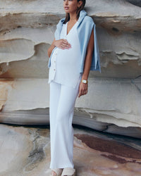Stylish Maternity V Neck Rib Tank (White) 8
