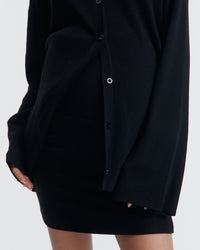 Stylish Maternity Wool Button Down Collar Top (Black) 6