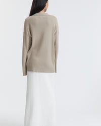 Stylish Maternity Wool Button Down Collar Top (Dune) 12