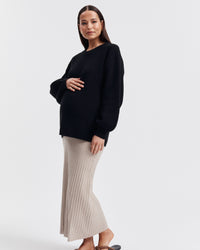 Stylish Maternity Work Skirt (Taupe Marle) 1