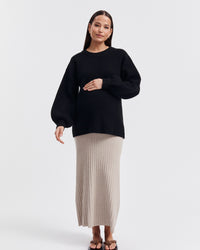 Stylish Maternity Work Skirt (Taupe Marle) 3