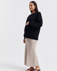 Stylish Maternity Work Skirt (Taupe Marle) 6