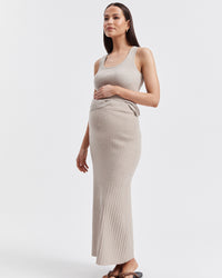 Stylish Maternity Work Skirt (Taupe Marle) 8