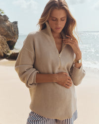 Stylish Maternity Zip Jumper (Taupe Marle) 10