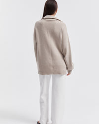 Stylish Maternity Zip Jumper (Taupe Marle) 12