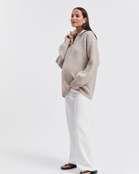 Stylish Maternity Zip Jumper (Taupe Marle) 1