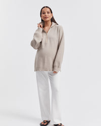 Stylish Maternity Zip Jumper (Taupe Marle) 4