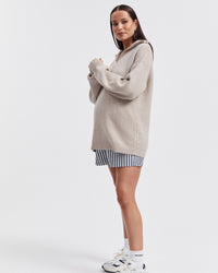 Stylish Maternity Zip Jumper (Taupe Marle) 6